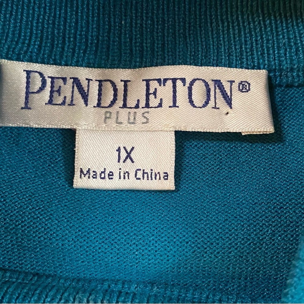 Pendleton Teal Silk Blend Lightweight Mock Neck S… - image 8